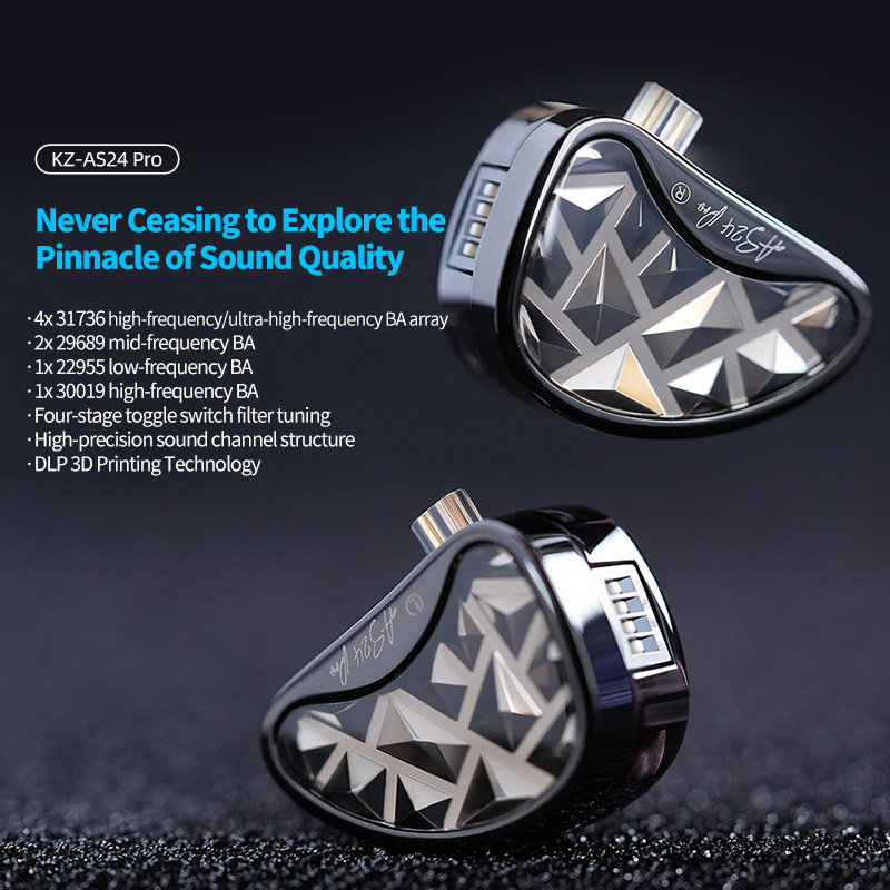 Planar Magnetic Iem Earphones - Écouteurs intra-auriculaires filaires KZ AS24 PRO